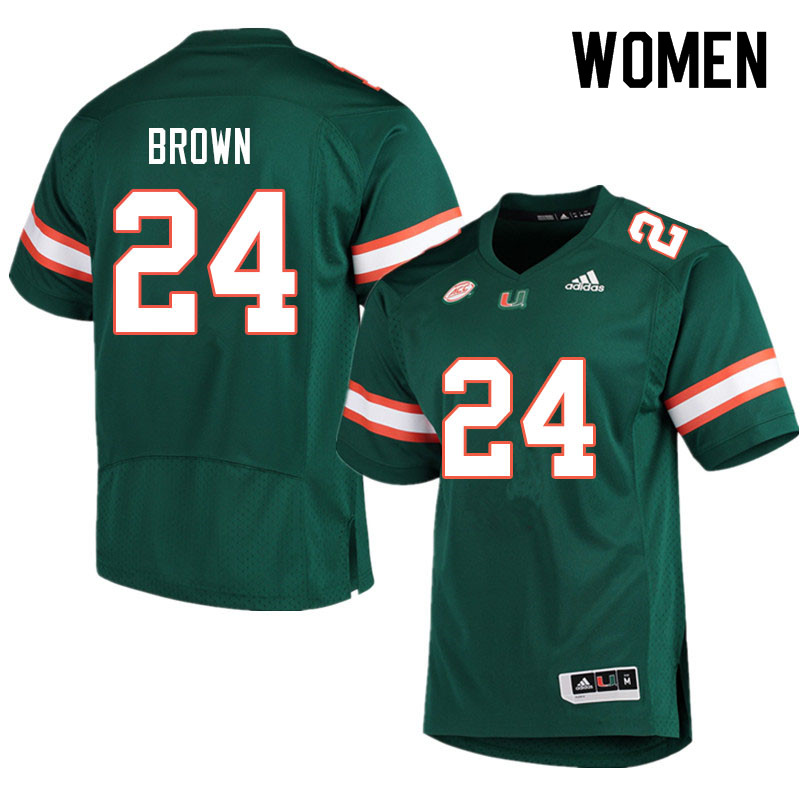 Women #24 Cody Brown Miami Hurricanes College Football Jerseys Sale-Green